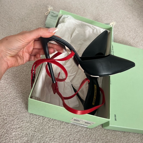 OFF-WHITE VIRGIL ABLOH ZIP TIE BLACK LEATHER PUMPS SIZE IT 40 / US 10 in box new - Picture 5 of 9